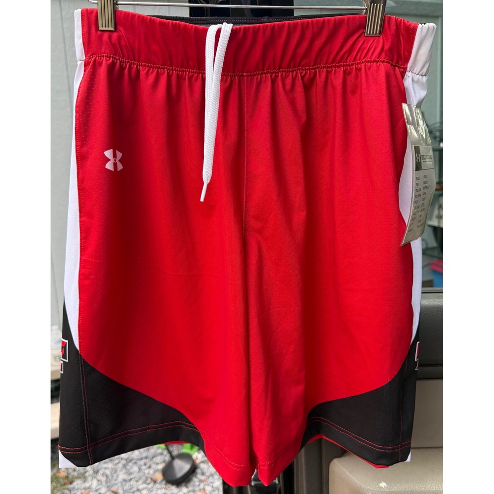 Under Armour Texas Tech Red Raiders Basketball Shorts Primetime Red Black LG